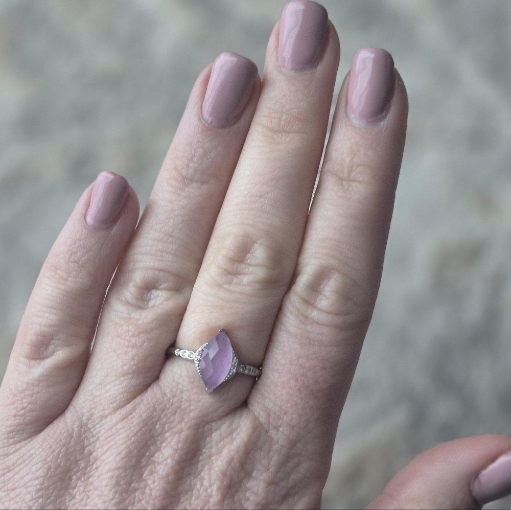 Chic Silver Ring With Lavender Gemstone - image 1